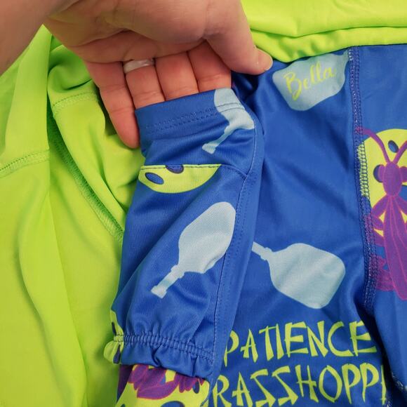 Pickleball Bella Drop Pleat Skort Bright Green Patience Grasshopper Print Small - Picture 4 of 7